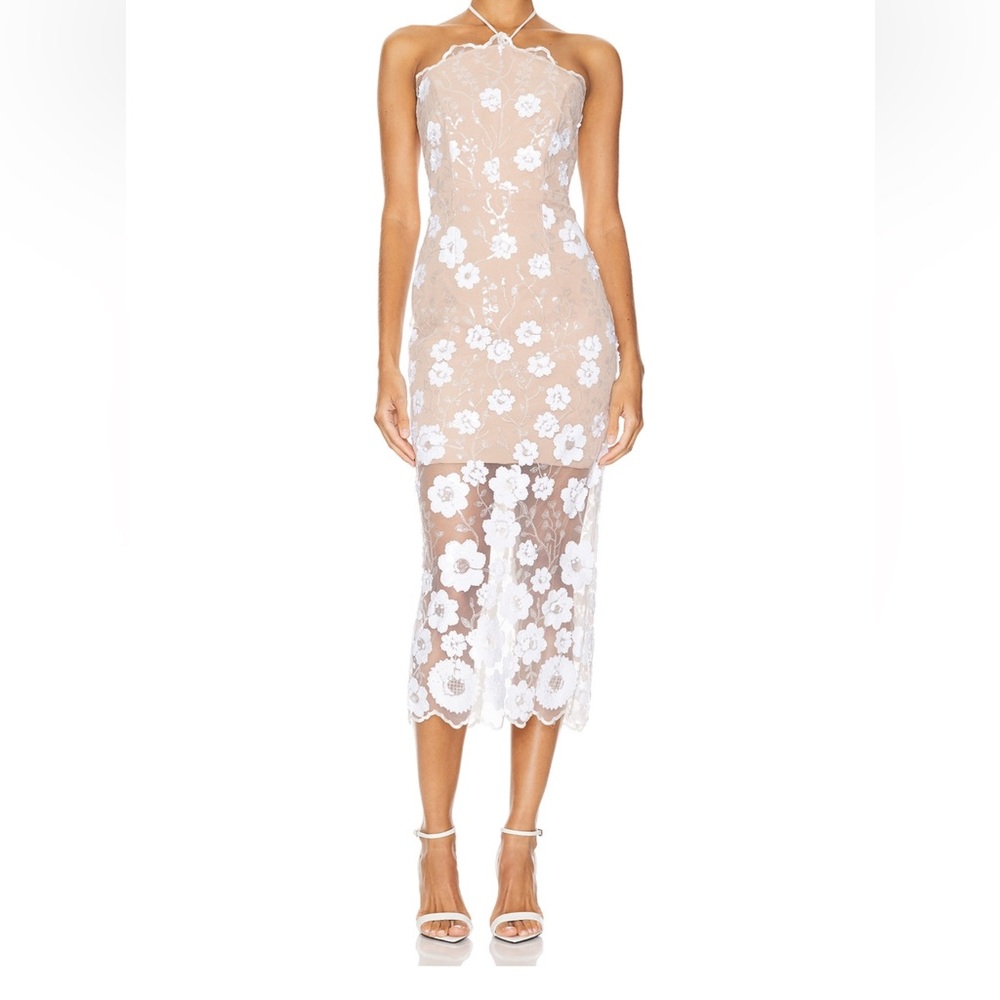 Elliatt Elodie Midi Dress in Ivory & Nude